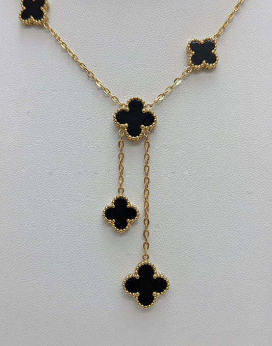 Midnight Clover Lariat Necklace