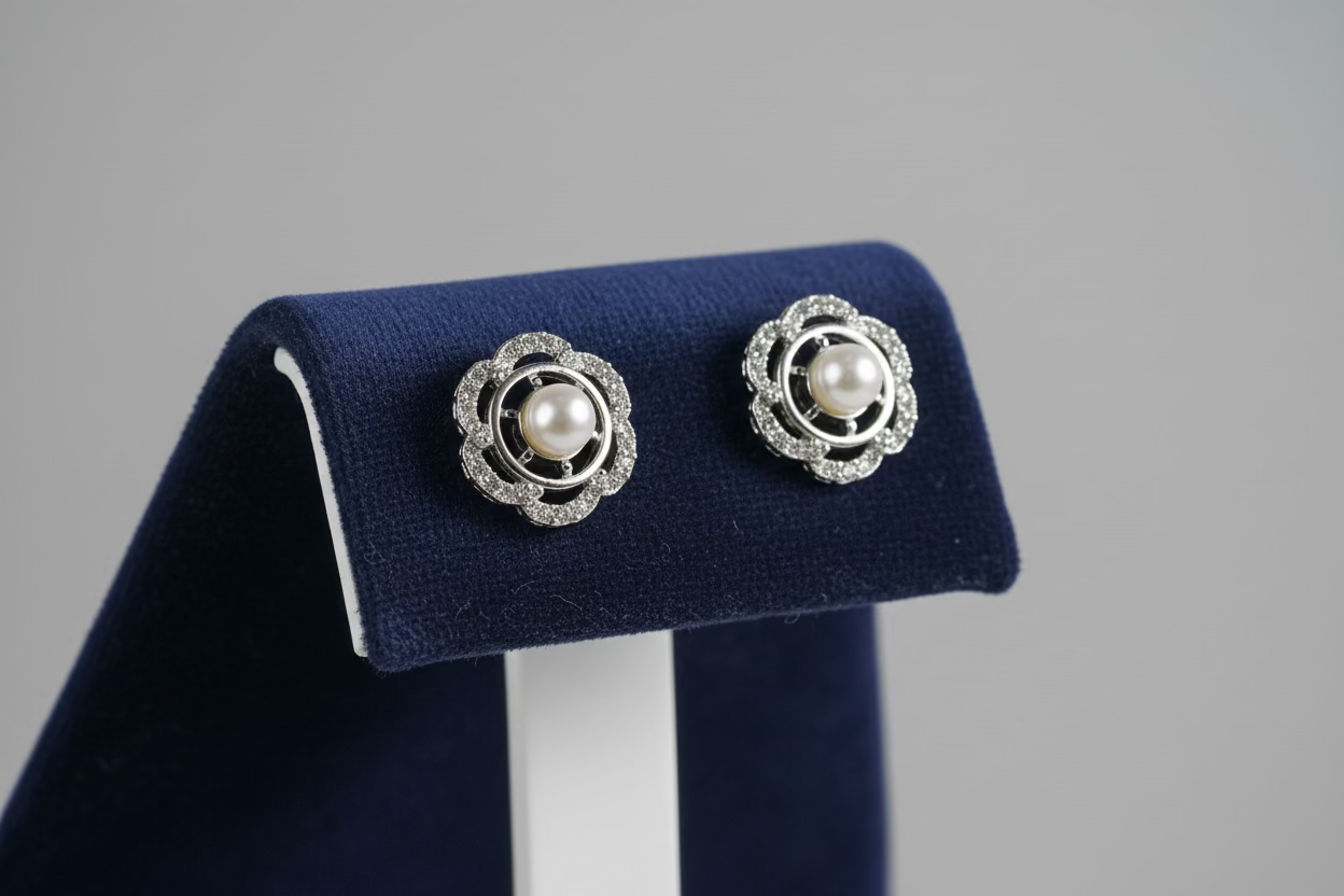Timeless Pearl Blossom Halo Studs