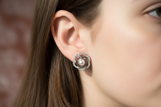 Timeless Pearl Blossom Halo Studs