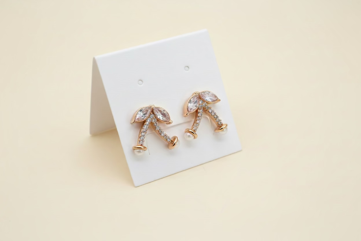 Rose Gold Cherry Stud Earring