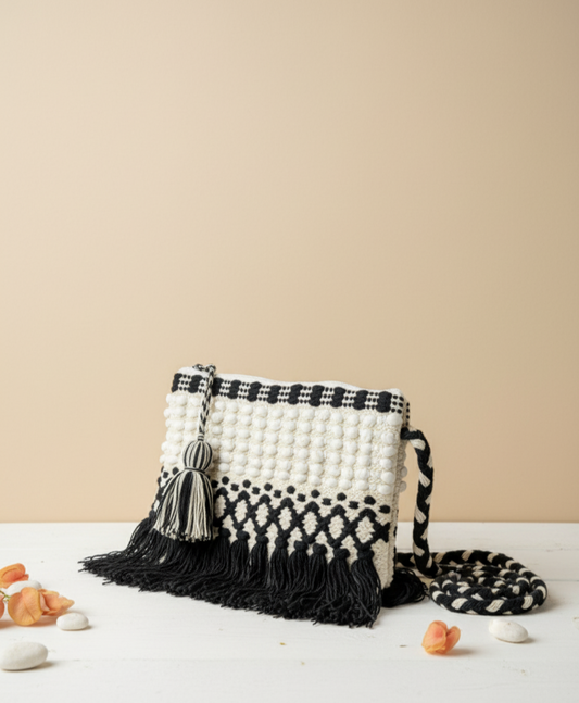 Midnight Bloom Fringe Bag