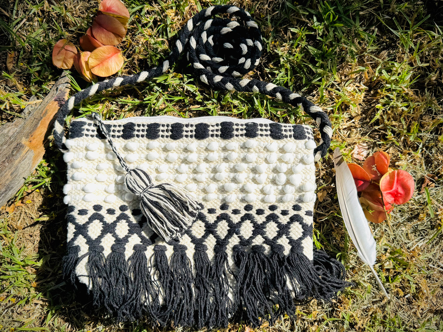 Midnight Bloom Fringe Bag