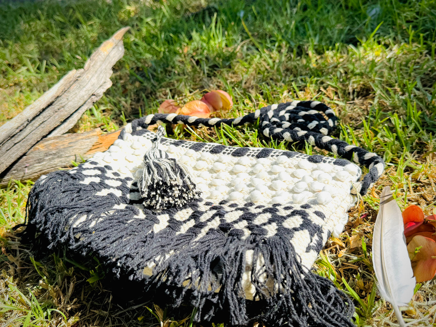 Midnight Bloom Fringe Bag