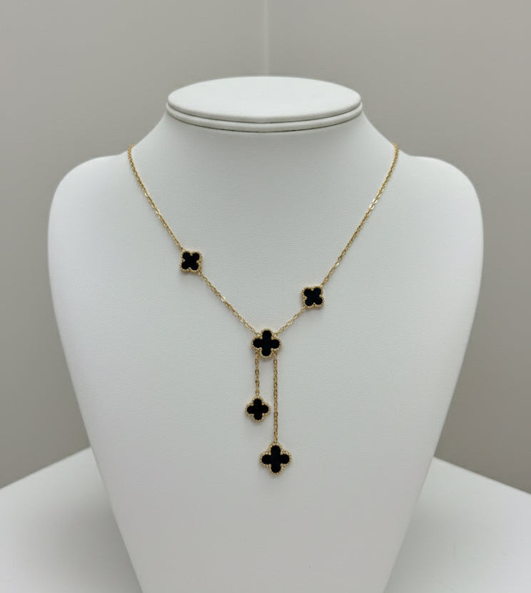 Midnight Clover Lariat Necklace