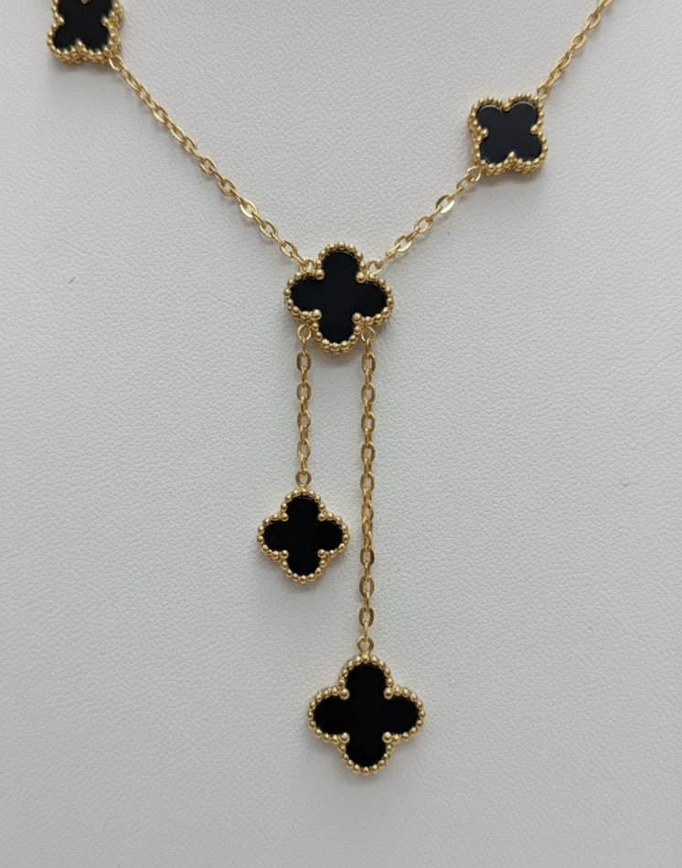 Midnight Clover Lariat Necklace