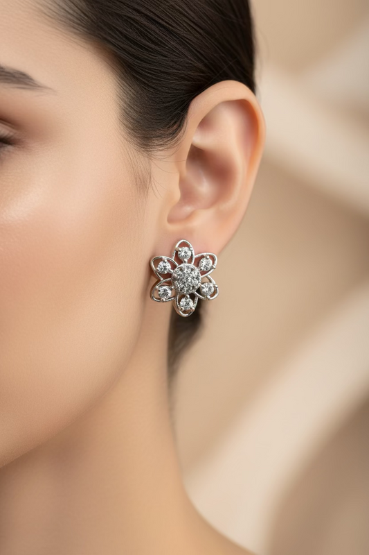 Crystal Petal Blossom Stud Earrings