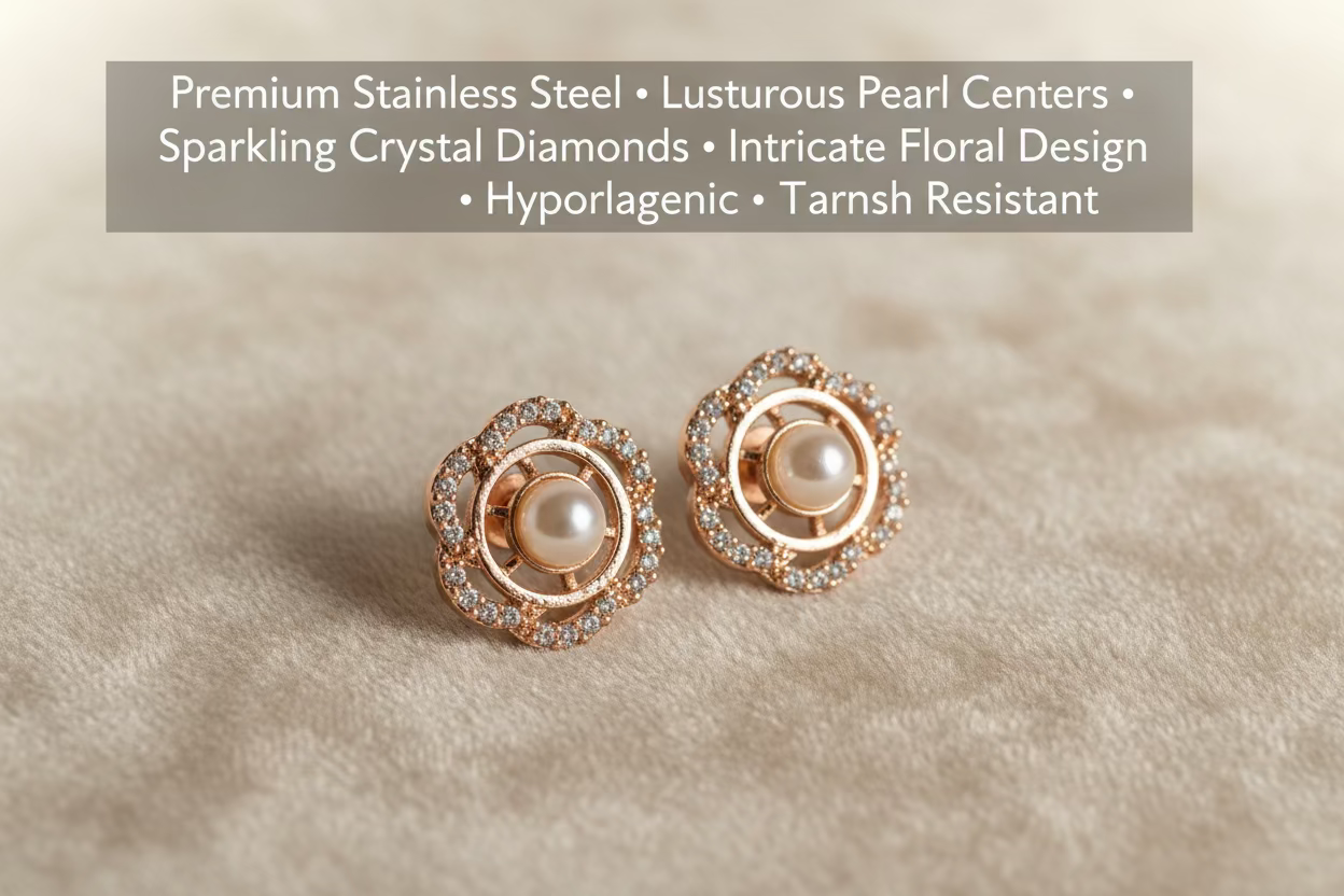 Floral Halo Pearl & Stone Studs