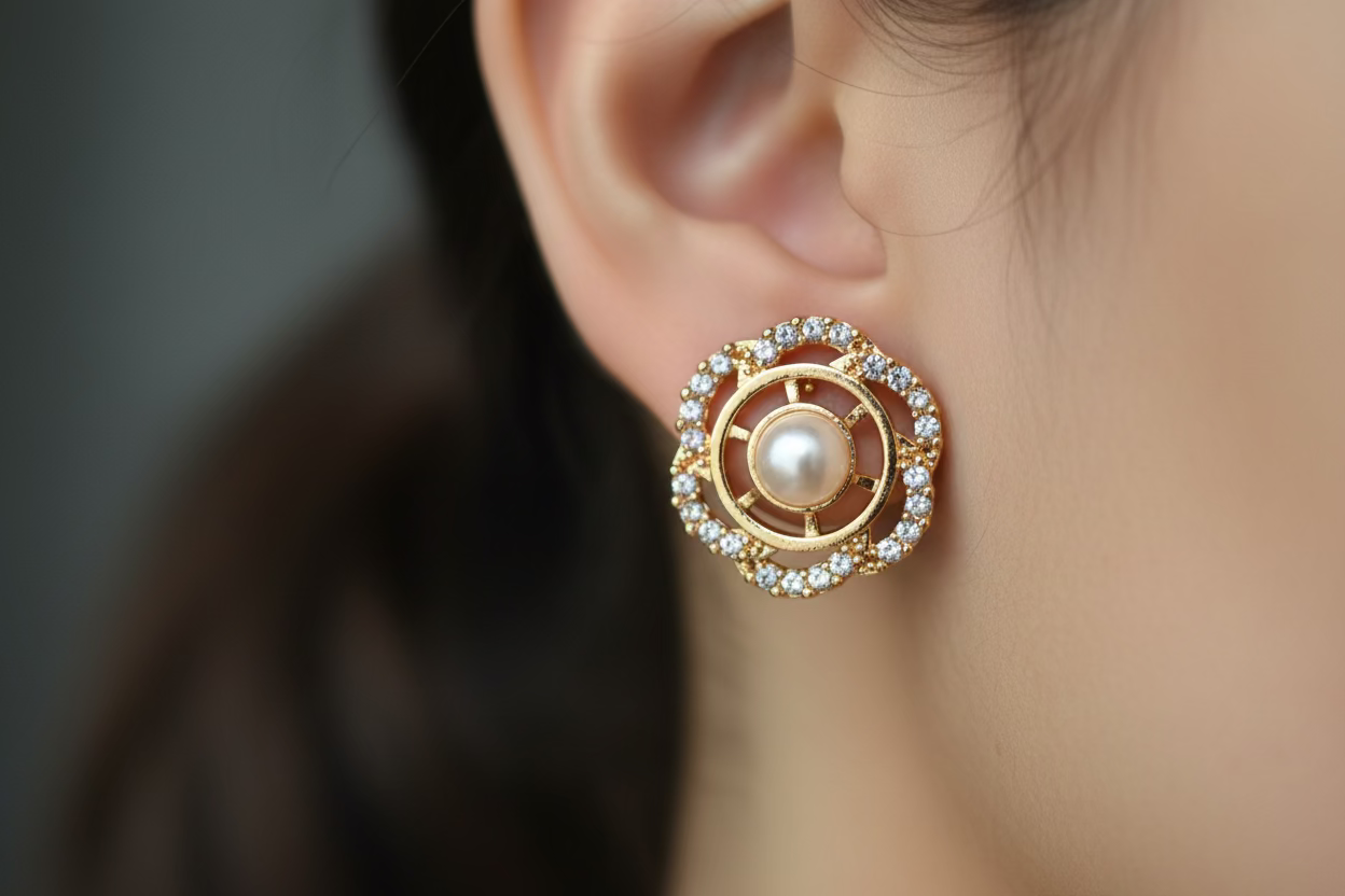 Floral Halo Pearl & Stone Studs
