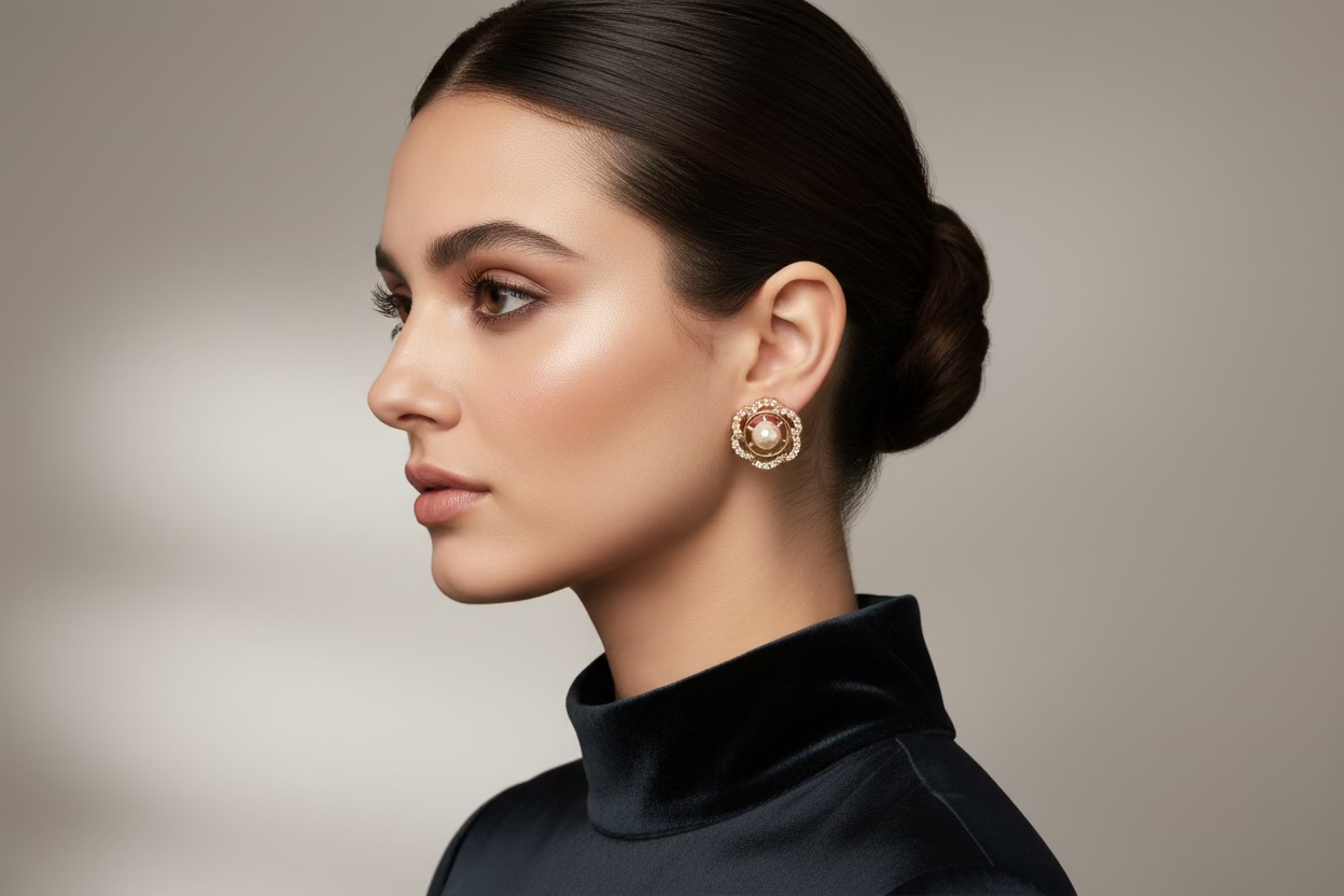 Floral Halo Pearl & Stone Studs